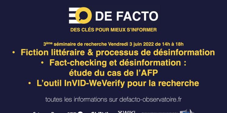 DE FACTO : 3e séminaire de recherche le 3 juin 2022